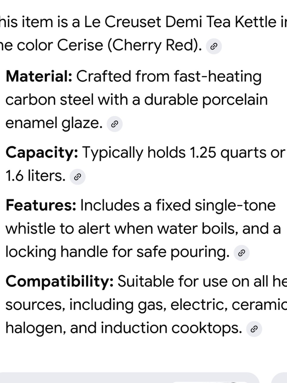 Le Creuset Demi Tea Kettle in the color Cerise (Cherry Red). ® - Picture 13 of 13